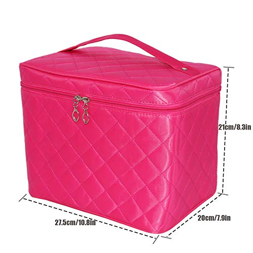 Bolsa de Aseo de Gran Capacidad,Gran Capacidad de Viaje de Maquillaje Organizador,Almacenamiento Cosmético de la Neceser Ideal para Mujeres y Niñas (Rojo)