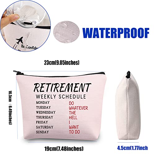Bolsa de maquillaje jubilada Regalos para la jubilación para las mujeres Coworker Boss Nurse Teacher Retirement Weekly Schedule Bolsa de viaje cosmética Bolsa jubilada, Pink, Bolsa de aseo