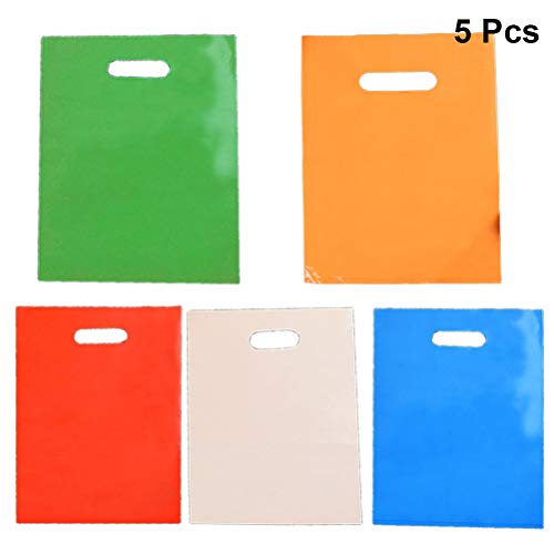 Bolsas de plástico de STOBOK 50 piezas de productos de venta al por menor con manijas troqueladas para comprar ropa de regalo (el color es aleatorio, 25x35cm)