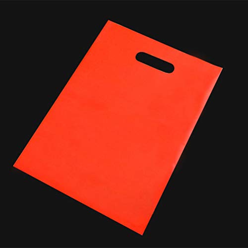 Bolsas de plástico de STOBOK 50 piezas de productos de venta al por menor con manijas troqueladas para comprar ropa de regalo (el color es aleatorio, 25x35cm)