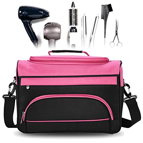 Bolso de peluquería, profesional portátil de gran capacidad, belleza, peluquería, corte de pelo, peluquería, estuche de viaje, estuche de viaje, mujeres, rosa