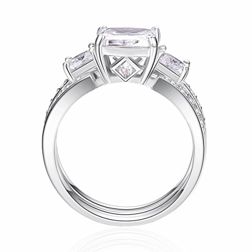 Bonlavie Mujer  Plata fina 925  plata de ley cuadrada   White zirconia cúbica 