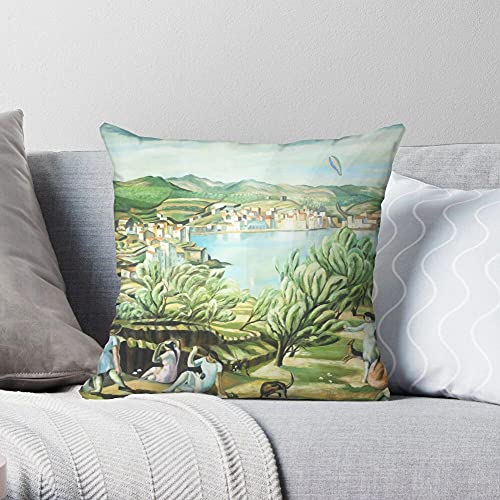 BONNIU Funda Decorativa Cojin con Cremallera 45X45 cm Protectores Almohada Terciopelo Paisaje Art - Dali - Cadaques I B5006
