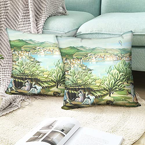 BONNIU Funda Decorativa Cojin con Cremallera 45X45 cm Protectores Almohada Terciopelo Paisaje Art - Dali - Cadaques I B5006