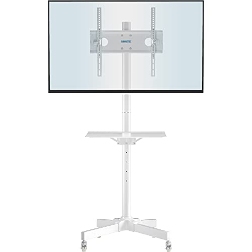 BONTEC Soporte TV Ruedas Soporte TV Suelo para 23-60 Pulgadas Plasma/LCD/LED Soportes TV de Pie para Pantalla Plana Móvil Carro de Exhibición Trole, Máx. VESA 400x400 mm Blanco