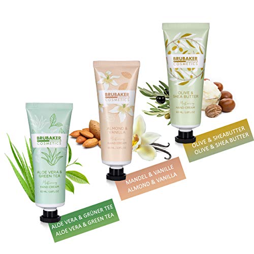 BRUBAKER Cosmetics Cremas para las Manos 3 Paquetes de Crema Hidratante para Manos Secas, Ásperas y Agrietadas - Crema Hidratante con Urea y Manteca de Karité