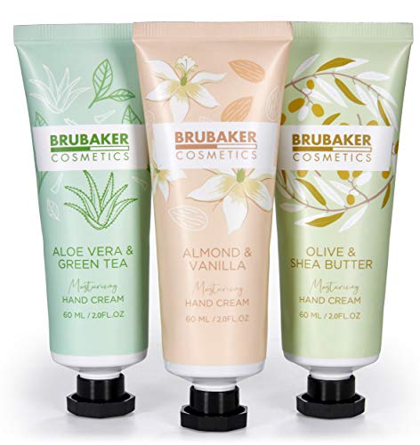 BRUBAKER Cosmetics Cremas para las Manos 3 Paquetes de Crema Hidratante para Manos Secas, Ásperas y Agrietadas - Crema Hidratante con Urea y Manteca de Karité