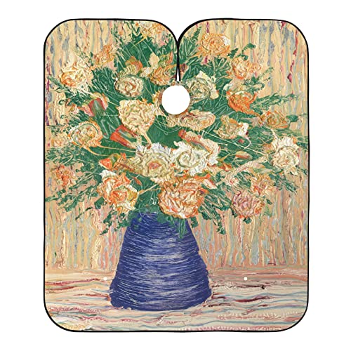 Cabo de peluquero impermeable 0016 0016 para adultos corte de pelo cabo de corte de pelo babero salón capa unisex vintage colorido zinnia, 65 x 55 pulgadas
