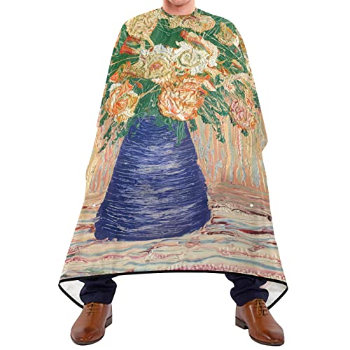 Cabo de peluquero impermeable 0016 0016 para adultos corte de pelo cabo de corte de pelo babero salón capa unisex vintage colorido zinnia, 65 x 55 pulgadas