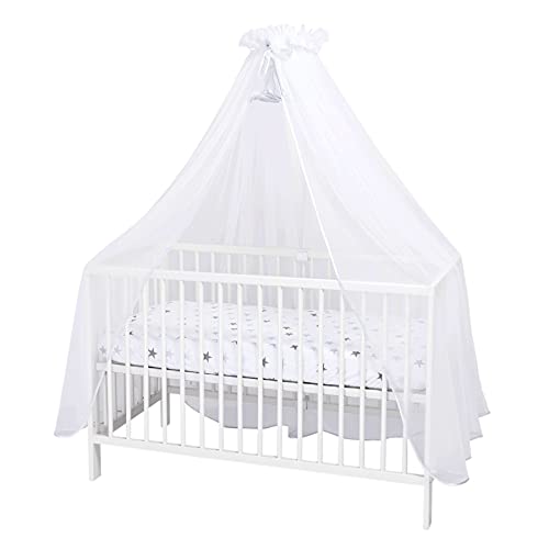 Callyna ® - Dosel para cuna XXL con soporte, velo de calidad LUX color blanco grande, mosquitera decorativa para cuna de bebé, color blanco