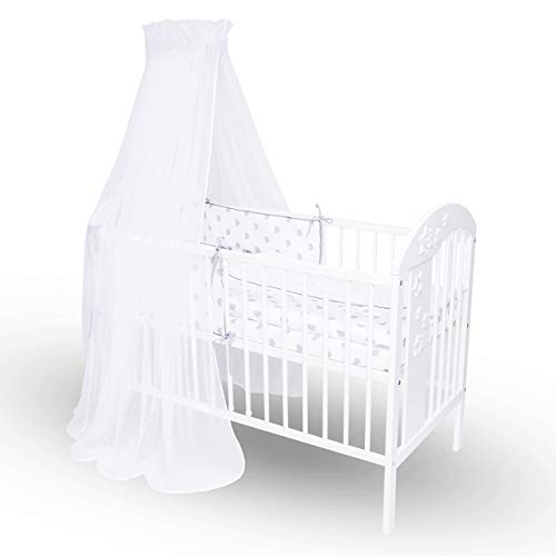 Callyna ® - Dosel para cuna XXL con soporte, velo de calidad LUX color blanco grande, mosquitera decorativa para cuna de bebé, color blanco