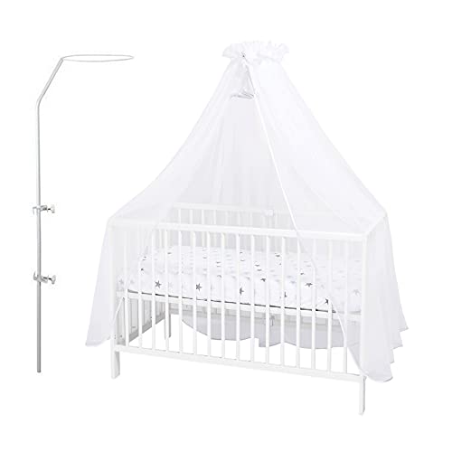 Callyna ® - Dosel para cuna XXL con soporte, velo de calidad LUX color blanco grande, mosquitera decorativa para cuna de bebé, color blanco