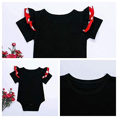 Camisa sin Mangas Floral + Pantalones Cortos + Cintas de Pelo Conjunto Verano Ropa para Ninas Bebe (6-12 Meses, Rojo)