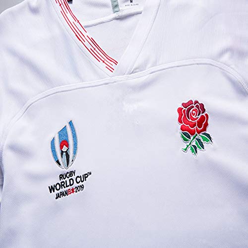 Camiseta de Rugby -2019 Copa del Mundo de Rugby de Inglaterra hogar lejos Camiseta de fútbol, ​​los Hijos Adultos de Deportes del Juego de Entrenamiento de fútbol (Color : White, Size : S)