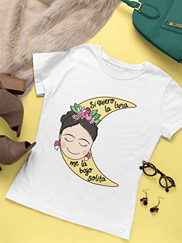Camiseta mujer Frida Khalo Si quiero la luna, me la bajo solita