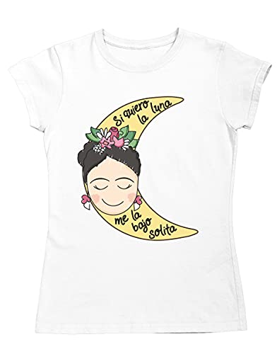 Camiseta mujer Frida Khalo Si quiero la luna, me la bajo solita