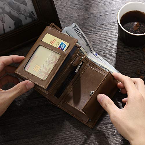 Carteras de Fotos Personalizadas Monedero de Cuero para Hombres con Fecha de Texto Tarjetas Grabadas Cartera para Familia Amigo Son Regalo para día de San Valentín Día de los Padres (Carteras 1)