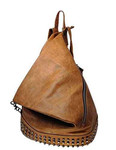Casimirri 1892® - Mochila de mujer, bolso tipo mochila con bandolera, hecho de piel sintética, estilo casual, piel, elegante, multifunción, antirrobo, ideal para viajes o como bolso habitual, cuero, L