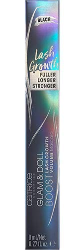 CATRICE Glam&doll Boost Lash Growth Volume Mascara #010-ultra Black 21 G, Negro, Vanilla, 3 Unidad