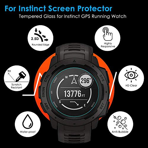 CAVN Compatible con Garmin Instinct Protector de Pantalla, [4 Packs] Protector de Pantalla de Vidrio Templado Impermeable Protector para Instinct Smartwatch [Anti-Arañazos] [Anti-Burbujas]