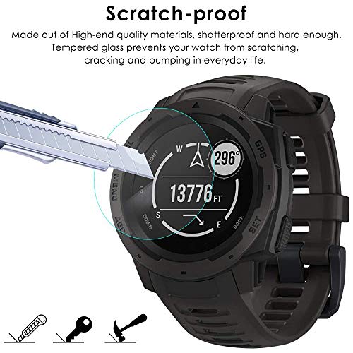 CAVN Compatible con Garmin Instinct Protector de Pantalla, [4 Packs] Protector de Pantalla de Vidrio Templado Impermeable Protector para Instinct Smartwatch [Anti-Arañazos] [Anti-Burbujas]