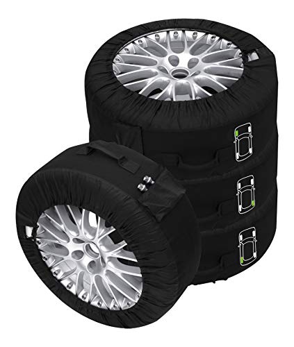 C&D Juego de 4 fundas de neumáticos premium negras, para todo tipo de neumáticos de hasta 660 mm (14-18")
