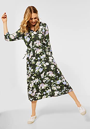 Cecil - Vestido Midi con estampado de flores en color verde oliva. Utility Olive. M