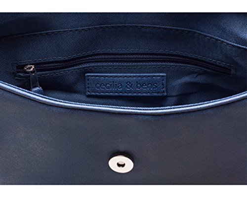 cecilia&bens Elegante bolso de mano para mujer | Bolso de noche | Neceser de maquillaje pequeño bolso 100% vegano, azul, Talla única