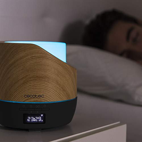 Cecotec Difusor de aroma PureAroma 500 Smart Grey Woody. Capacidad 500ml, Pantalla LED, Temporizador 12h, Despertador, 3 Modos de funcionamiento, Cobertura 30m2