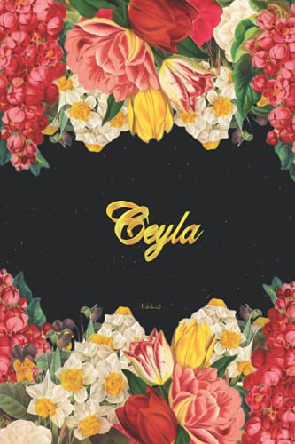 Ceyla Notebook: Lined Notebook / Journal with Personalized Name, & Monogram initial C on the Back Cover, Floral Cover, Gift for Girls & Women
