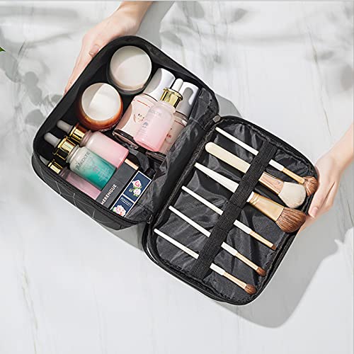 Changrongsheng Neceser de Viaje para Maquillaje, Bolso de Cosméticos Mujeres, Organizador Bolsa de Aseo Impermeable, Estuches de Maquillaje, Neceser de Maquillaje Portátil, Artículos de Tocador, Negro