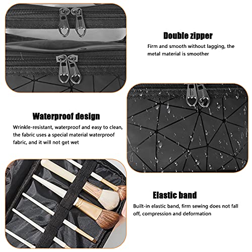 Changrongsheng Neceser de Viaje para Maquillaje, Bolso de Cosméticos Mujeres, Organizador Bolsa de Aseo Impermeable, Estuches de Maquillaje, Neceser de Maquillaje Portátil, Artículos de Tocador, Negro