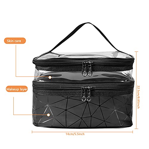 Changrongsheng Neceser de Viaje para Maquillaje, Bolso de Cosméticos Mujeres, Organizador Bolsa de Aseo Impermeable, Estuches de Maquillaje, Neceser de Maquillaje Portátil, Artículos de Tocador, Negro
