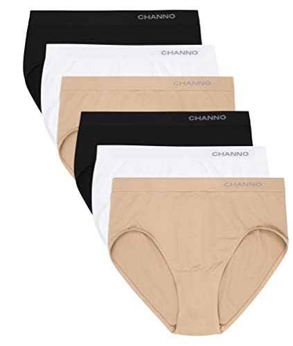 Channo Pack de 6 Bragas Clásicas Básicas Mujer de Licra sin Costuras Efecto Invisible Midi Altas Color Liso. Surtido XL