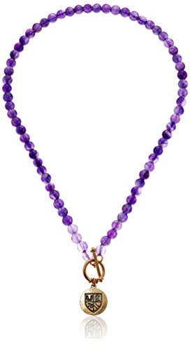 Chaps Women's Gold Tone and Purple Beaded Pendant Necklace, One Size
