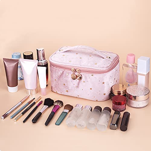CHUQING Neceser Mujer,Neceser Maquillaje,Bolsa Maquillaje,Makeup Bag Regalos para Mujeres Niña,Pequeño,Rosa
