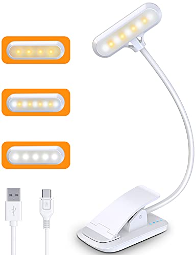 Cocoda Luz Lectura, 9 LED con 3 Modos de Lampara, 15H de Duración Recargable 360° Flexible Lampara de Lectura Pinza con Sensor Táctil, para Lectores Noche, Libro, PC y Tablet [Clase Energética A+++]