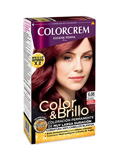 Colorcrem - Tinte permanente mujer - Tono 6.66 Chocolate Rojo Intenso, con tratamiento nutri-protector al aceite de Argán. + 45% de producto | Disponible en más de 20 tonos.