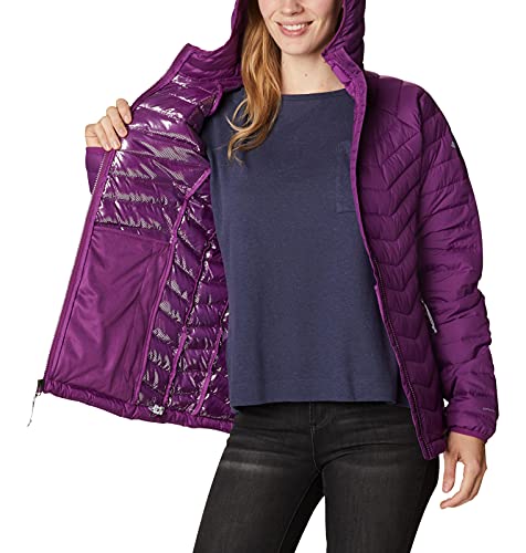 Columbia Powder Lite Hooded Chaqueta Aislante con Capucha, Mujer, Plum, XS