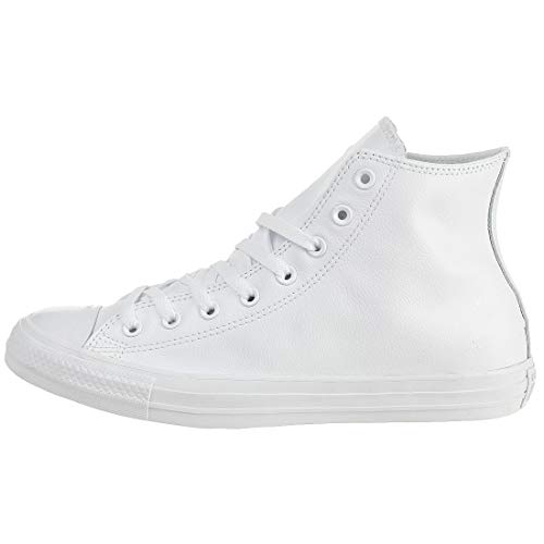Converse All Star Chuck Taylor Hi Mono White Leather Trainers-UK 10