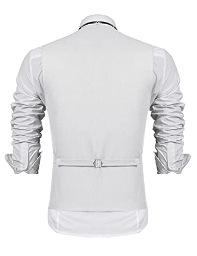 COOFANDY Traje de negocios para hombre, chaleco ajustado, chaleco de boda, Blanco, XXL