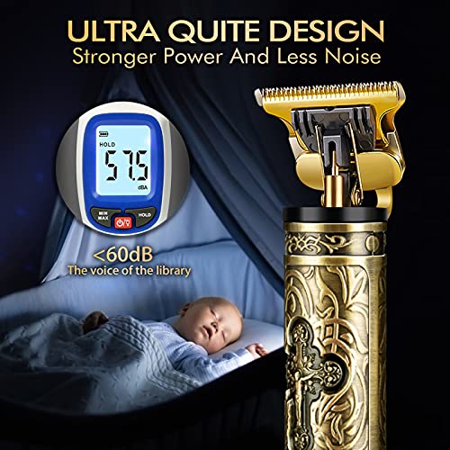 Cortadora de cabello inalámbrica para hombre, cortadora de cabello profesional, cortadora de barba eléctrica, carga USB con 4 peines guía para uso doméstico y de peluquero (Cruz dorada)