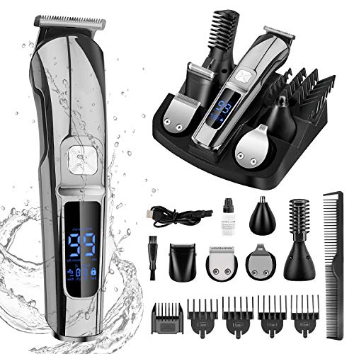 Cortapelo Hombre, Cortador de Pelo Recargable USB, Barbero Electrico Recortador de Barba y Precisión Afeitadora Corporal Cortapelos Narizy Orejas Máquina de Afeitar (11 EN 1) (4)
