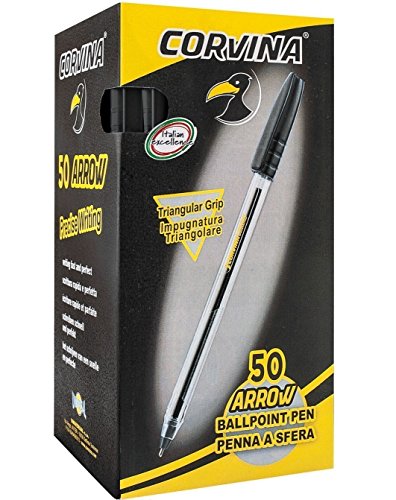 Corvina Arrow - Caja de 50 boligrafos, color negro