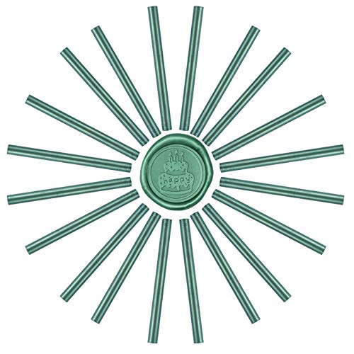 CRASPIRE 20 Pieza de Varillas de Cera para Sellado de Pistola de Pegamento de 11 mm para Sellos de Cera Vintage Y Tarjetas de Invitación con Letras, Botella de Vino, Paquete de Regalo (Verde Oscuro)