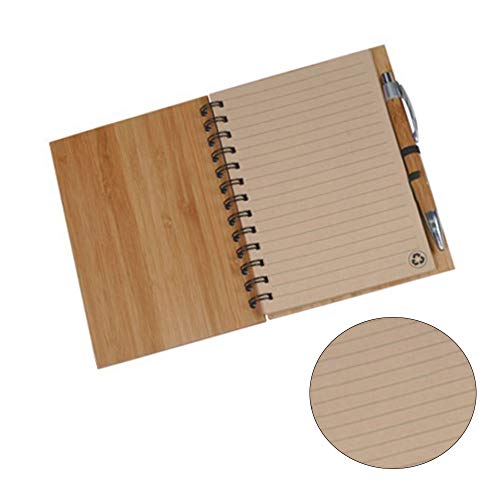 Cuaderno de notas de bambú con bolígrafo, notas de papel de protección del medio ambiente