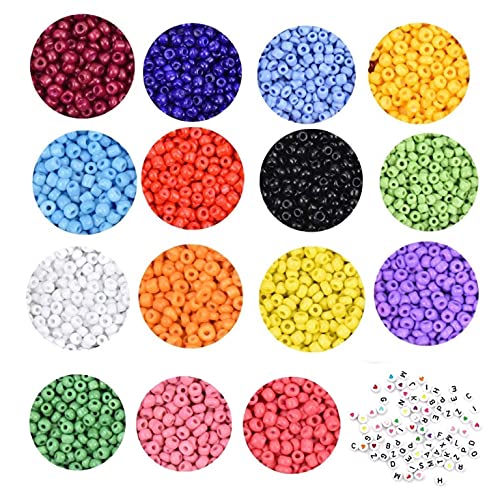 Cuentas de Colores 2mm 3mm Mini Cuentas y 6mm Cuentas del Alfabeto Pequeño Abalorios Kit para DIY Pulseras Collares Bisutería (3MM)