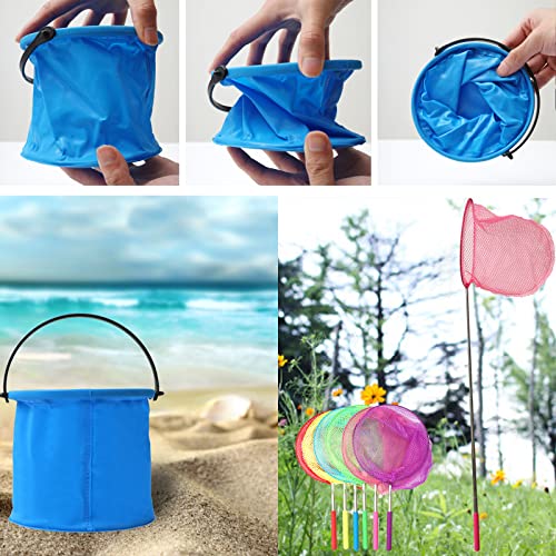 DAOUZL Red de Mariposas Ninos, Red Pesca Niños, 6 Redes de Mariposa Telescópicas con 2 Cubos Plegables, para Insectos Mariposa, Pequeñas Capturas de Pesca, Actividades de Jardín al Aire Libre (Color)