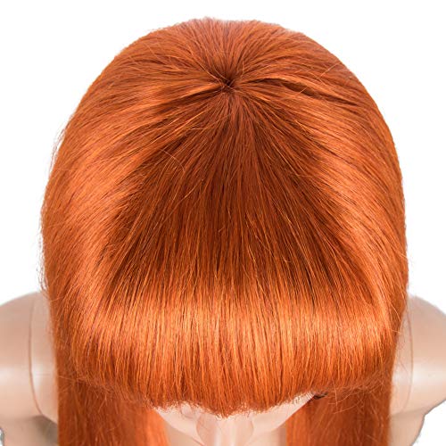 DÉBUT Pelucas de cabello humano para mujeres negras Pelucas rectas con flequillo 10A Cabello brasileño virgen remy sin procesar 150% Densidad(70 cm, S NARANJA)