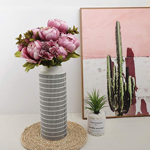 Decpro 1 Paquete de Ramo de peonías Artificiales, Flores de peonías Grandes de Seda de 19'' con capullos para Bodas, oficinas, hoteles, decoración, centros de Mesa, arreglos Florales(Cameo Marrón)